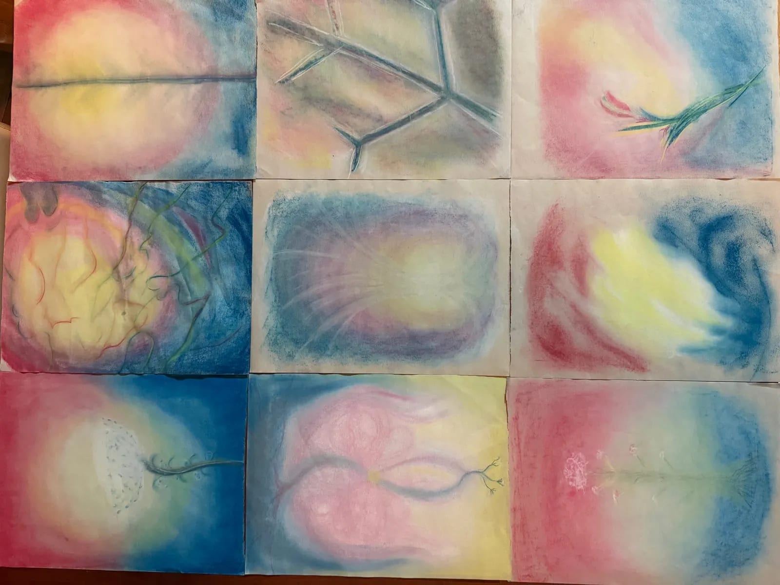 Assorted pastel color studies