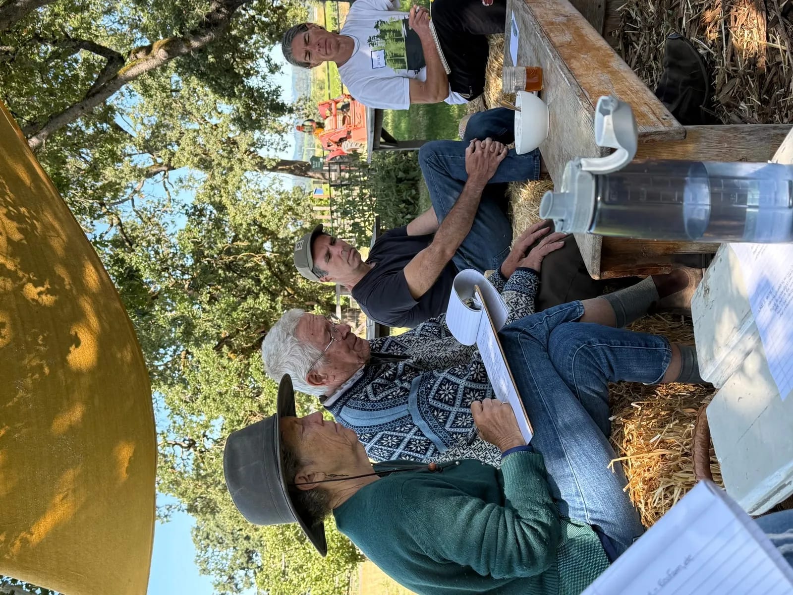 Hay bale group discussion