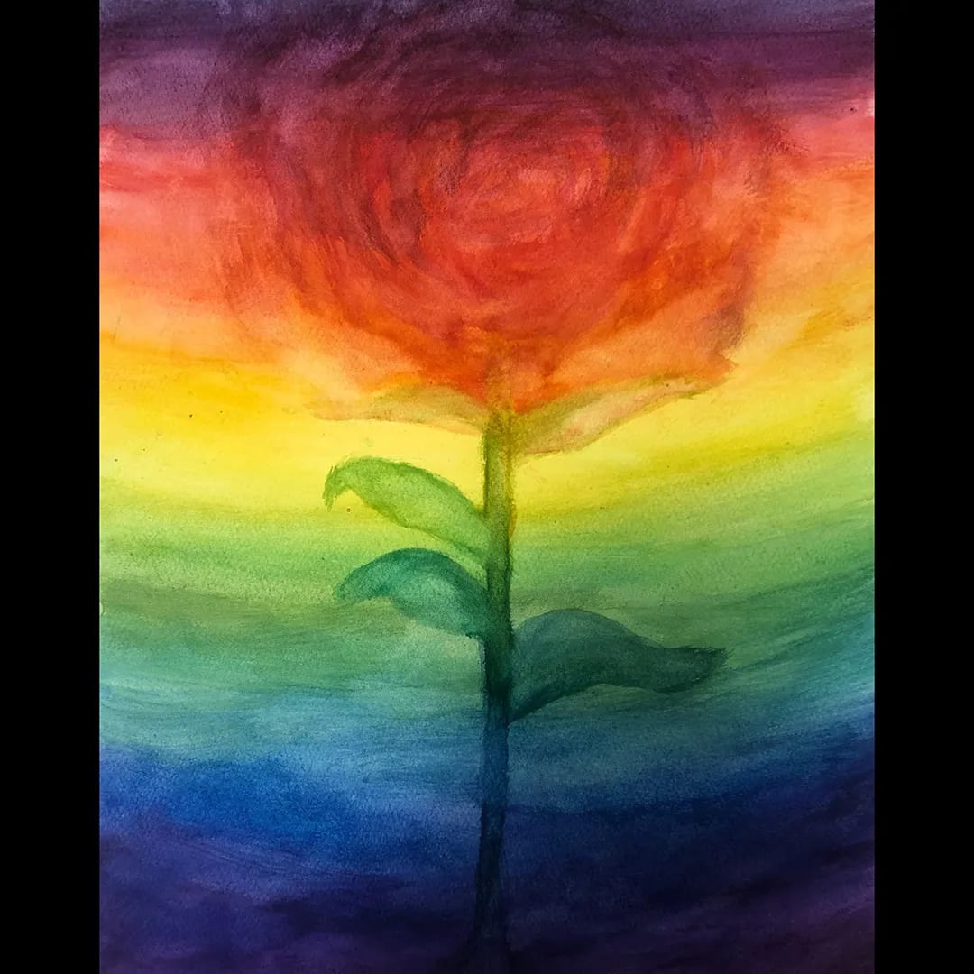 Red rose watercolor painting