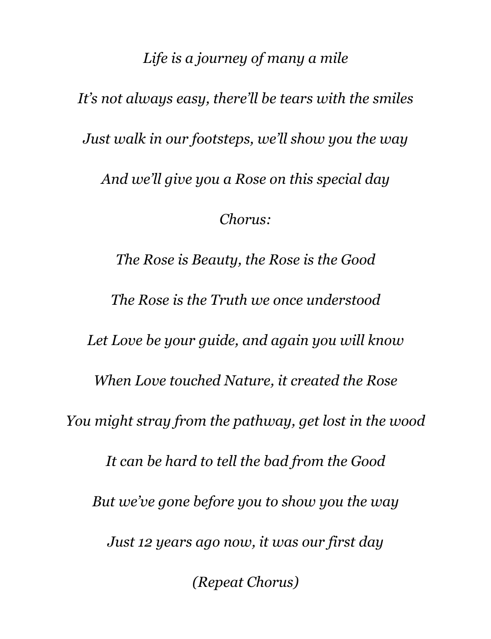 Rose Ceremony Verse