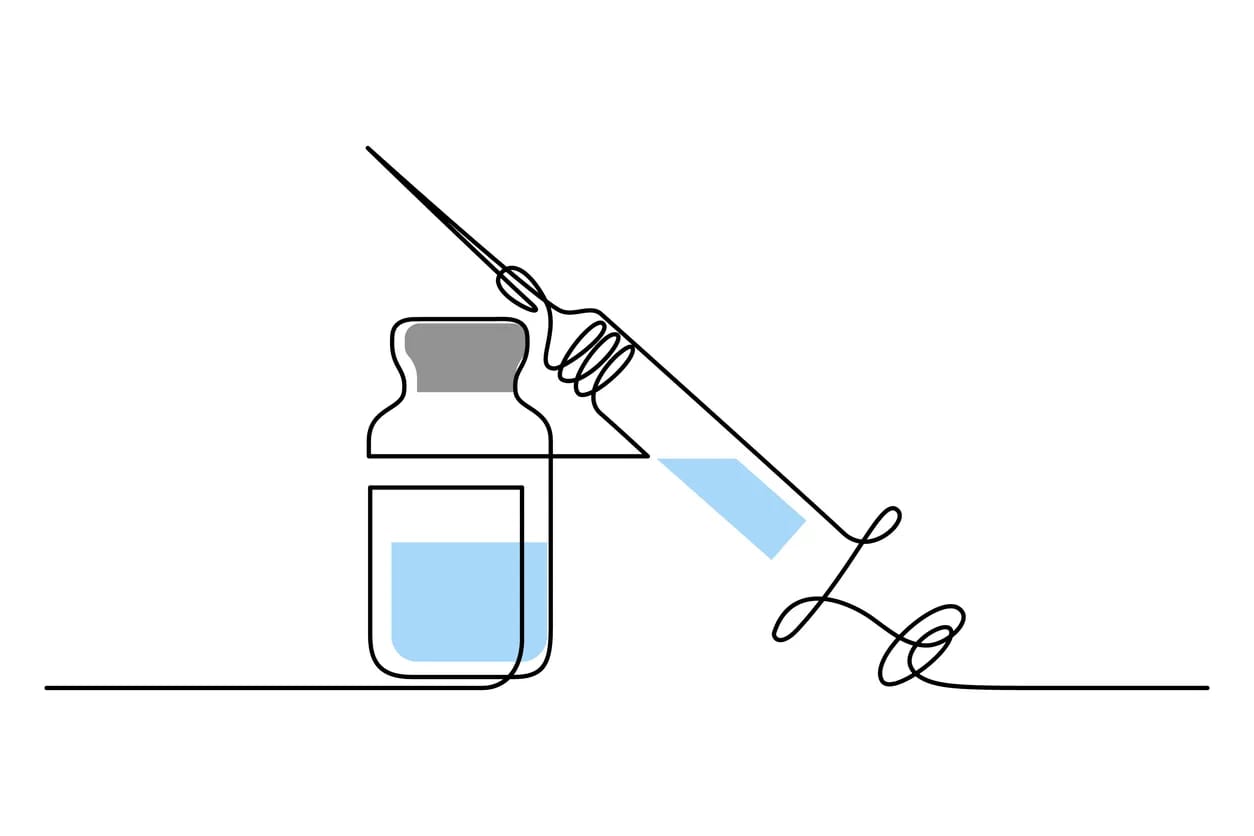 Vaccine vial and syringe.